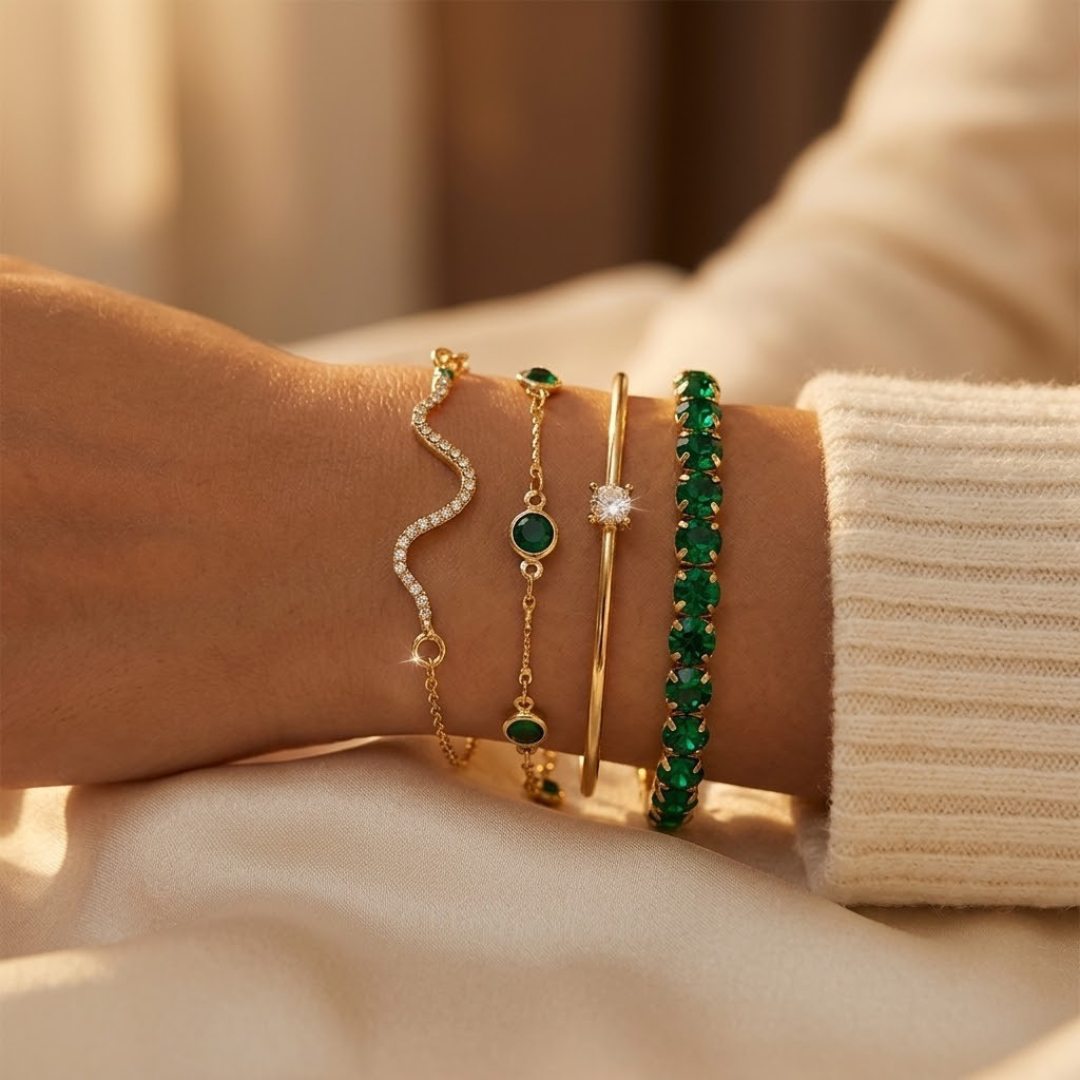 Gold Emerald Bracelet Set by Rose & Oliver - product image 2