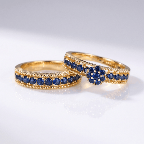 Blue Sapphire Gold Stacking Band Set by Rose & Oliver - product image 1