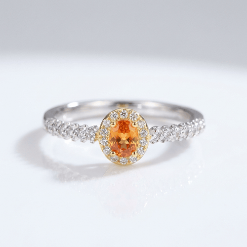 Silver Orange Topaz Halo Ring - (Adjustable) by Rose & Oliver - product image 1