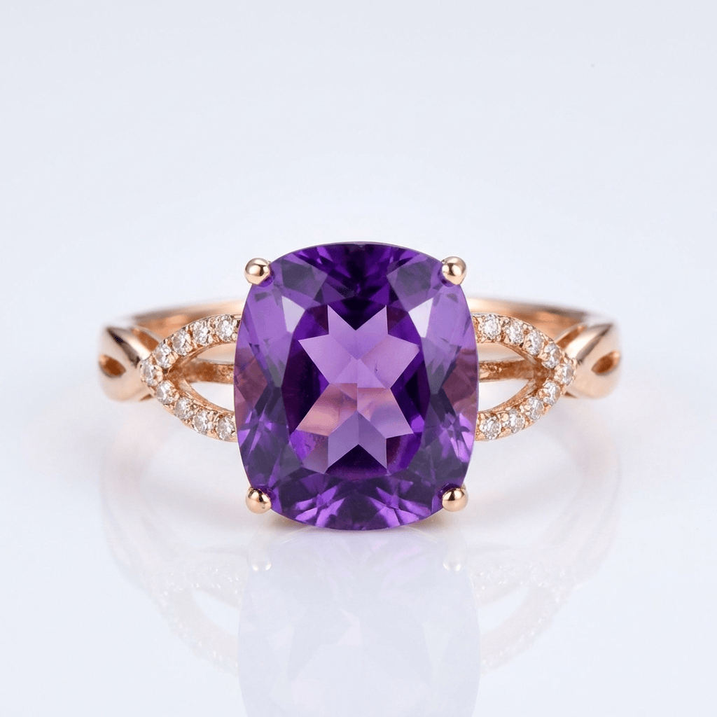 Rose Gold Amethyst Cushion Ring - (Adjustable) by Rose & Oliver - product image 1