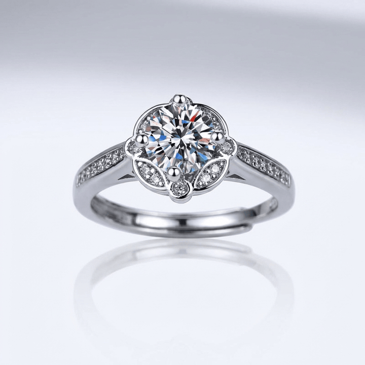 Silver Diamond Bloom Ring - (Adjustable) by Rose & Oliver - product image 1