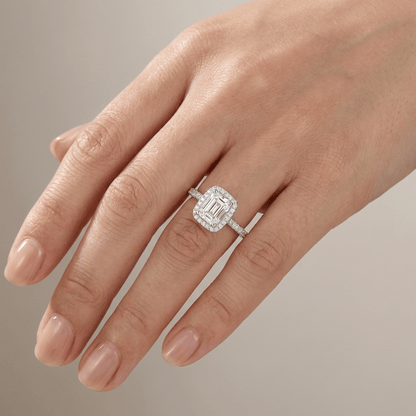 Emerald Cut Zirconia Silver Halo Ring by Rose & Oliver - product image 2
