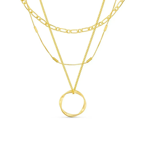 Circa™ | Gold Open Circle Three Row Necklace by Rose & Oliver - product image 1