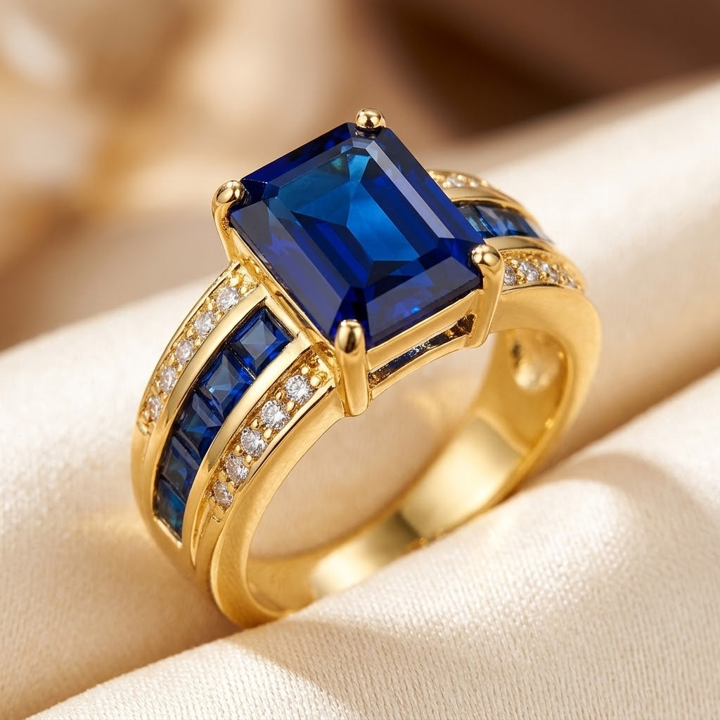 Gold Sapphire Square-Cut Ring by Rose & Oliver - product image 1
