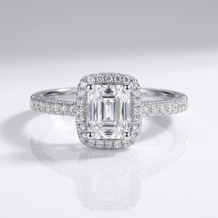 Emerald Cut Zirconia Silver Halo Ring by Rose & Oliver - product image 1