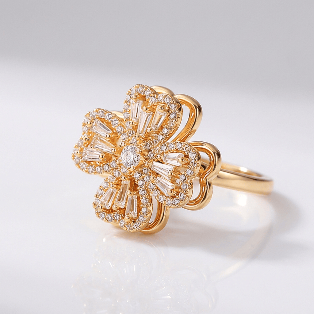 Baguette Zirconia Rotating Flower Ring - (Adjustable) by Rose & Oliver - product image 1